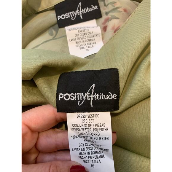 Positive Attitude vintage green floral maxi dress and blouse set size 16 - Picture 4 of 15